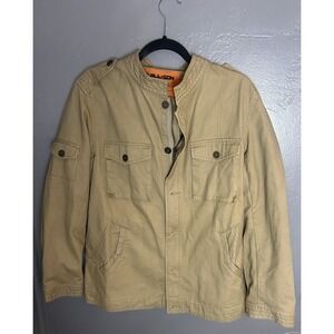 Men's All-Son Khaki Color Jacket Zip And Snap Closure Size L‎